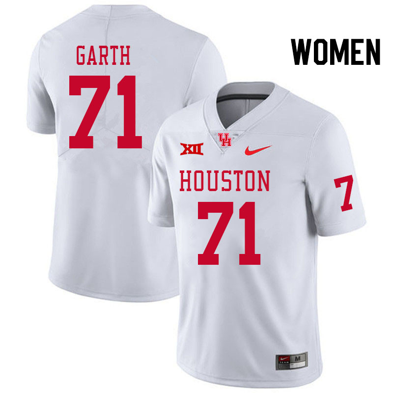 Women #71 Jaylen Garth Houston Cougars Big 12 XII College Football Jerseys Stitched-White - Click Image to Close